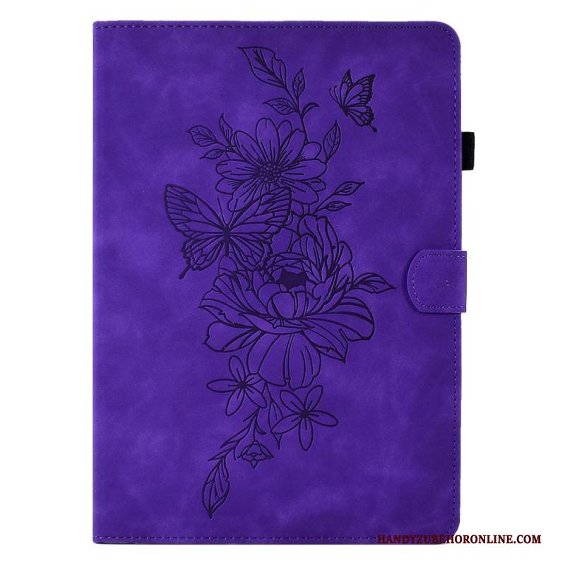 Lederhüllen Samsung Galaxy Tab S11 Handyhülle Wildleder-blumen- Und Schmetterlingseffekt