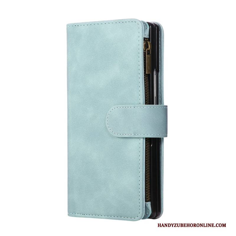 Lederhüllen Samsung Galaxy Z Fold 7 Handyhülle Geldbörse In Wildlederoptik Mit Schulterriemen