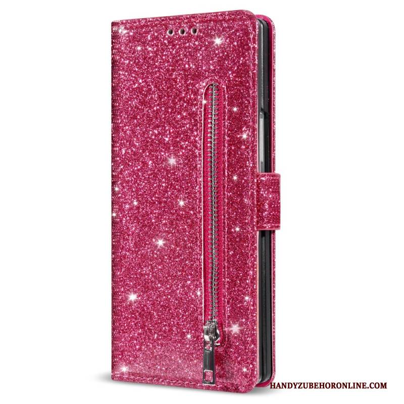 Lederhüllen Samsung Galaxy Z Fold 7 Handyhülle Glitzer