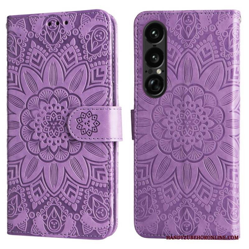 Lederhüllen Sony Xperia 1 Vii Sonnenblumenmuster