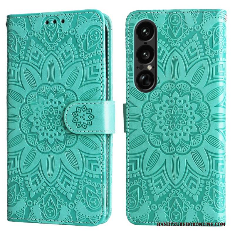 Lederhüllen Sony Xperia 1 Vii Sonnenblumenmuster