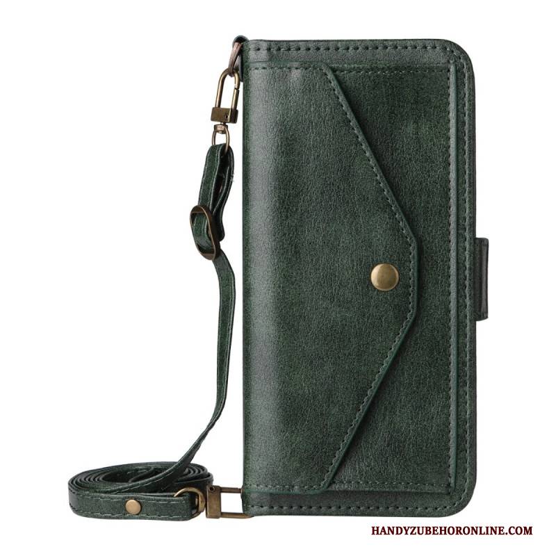 Lederhüllen Sony Xperia 10 Vii Geldbörse Mit Schulterriemen