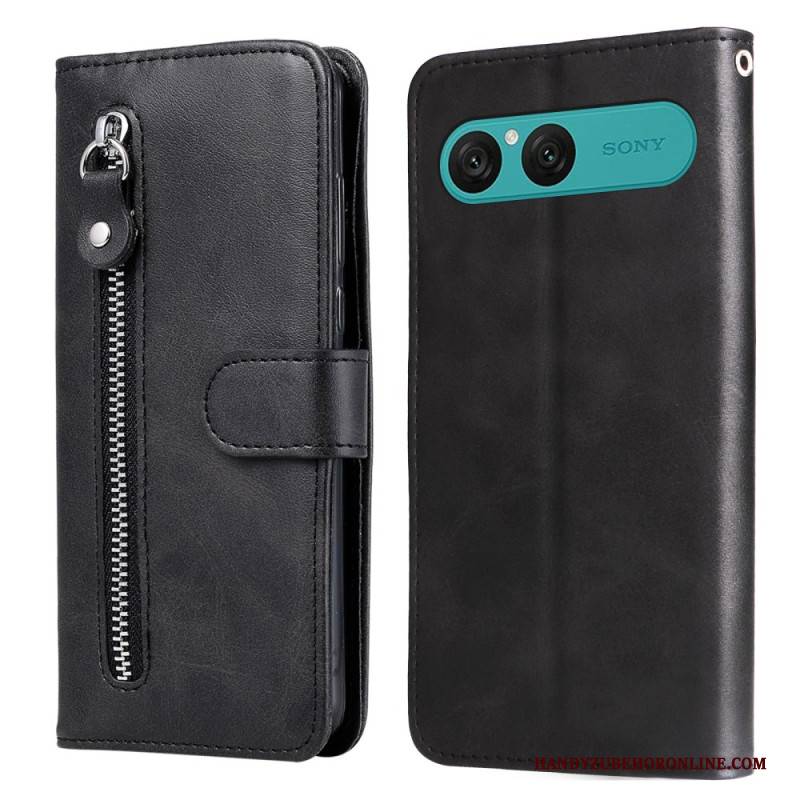 Lederhüllen Sony Xperia 10 Vii Reißverschlussfach