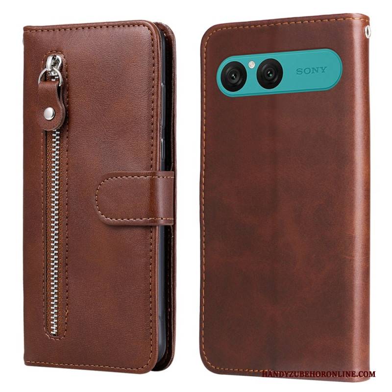 Lederhüllen Sony Xperia 10 Vii Reißverschlussfach