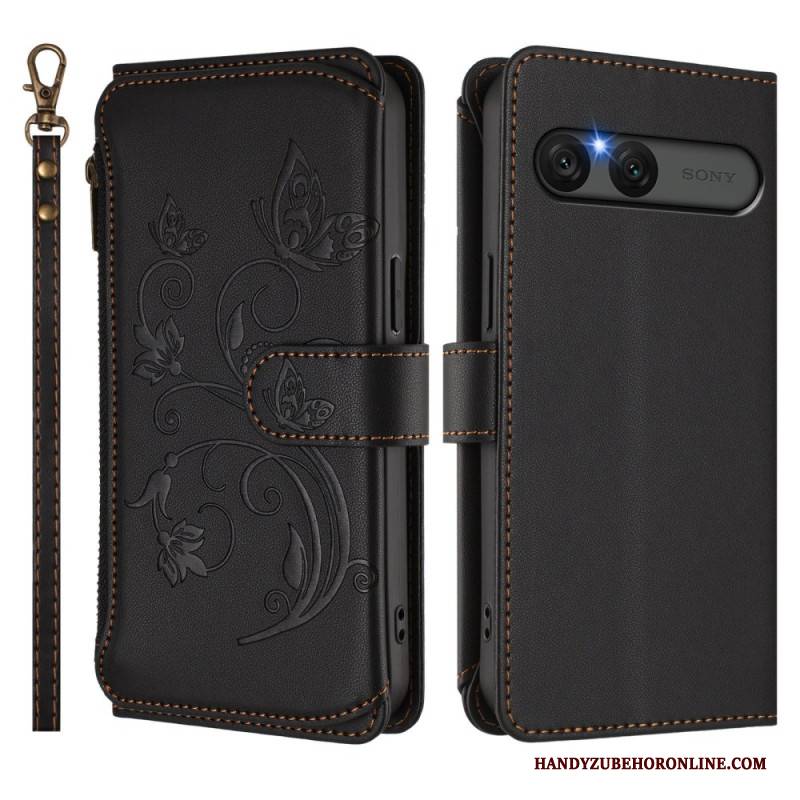 Lederhüllen Sony Xperia 10 Vii Rfid-geldbörse Mit Blumenmuster
