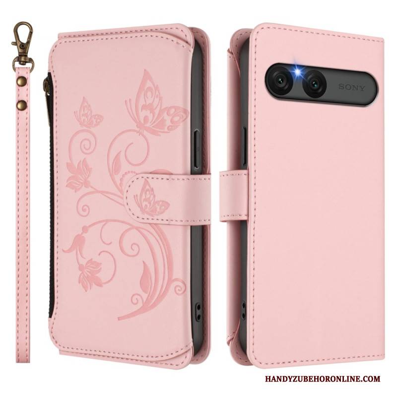 Lederhüllen Sony Xperia 10 Vii Rfid-geldbörse Mit Blumenmuster