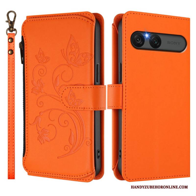 Lederhüllen Sony Xperia 10 Vii Rfid-geldbörse Mit Blumenmuster