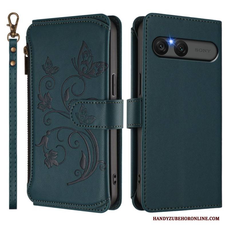 Lederhüllen Sony Xperia 10 Vii Rfid-geldbörse Mit Blumenmuster