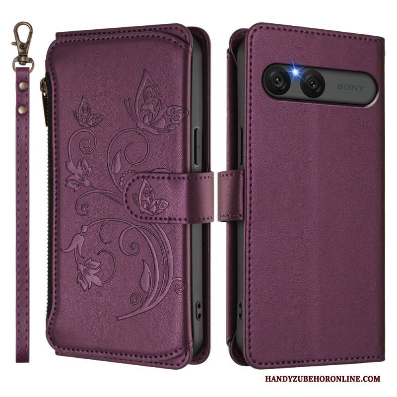 Lederhüllen Sony Xperia 10 Vii Rfid-geldbörse Mit Blumenmuster