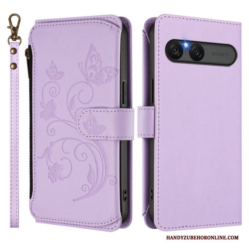 Lederhüllen Sony Xperia 10 Vii Rfid-geldbörse Mit Blumenmuster