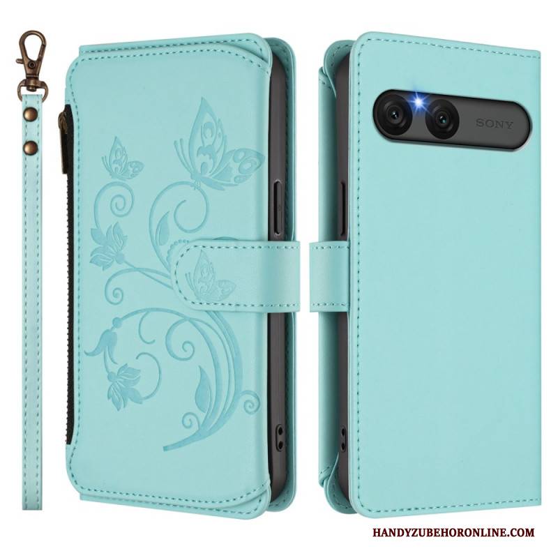 Lederhüllen Sony Xperia 10 Vii Rfid-geldbörse Mit Blumenmuster