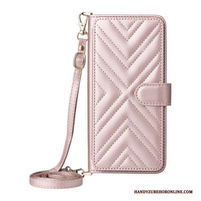 Lederhüllen Vivo V40 5g Handyhülle Gesteppt Mit Riemen Und Schultergurt