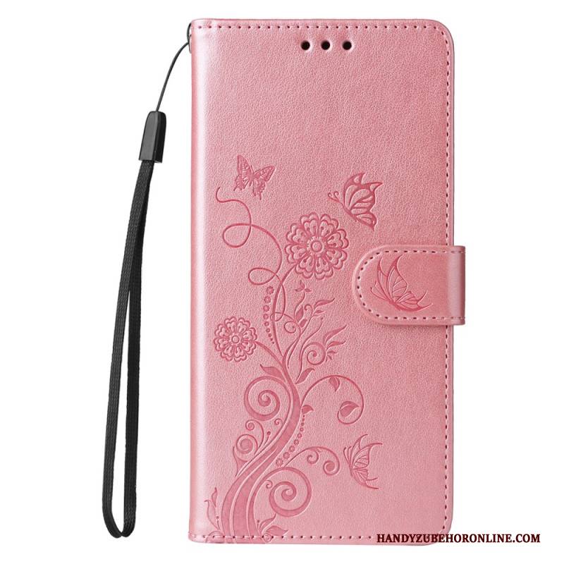 Lederhüllen Vivo V50 5g Blumenmuster Mit Schmetterlingen