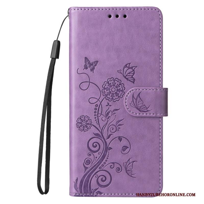 Lederhüllen Vivo V50 5g Blumenmuster Mit Schmetterlingen