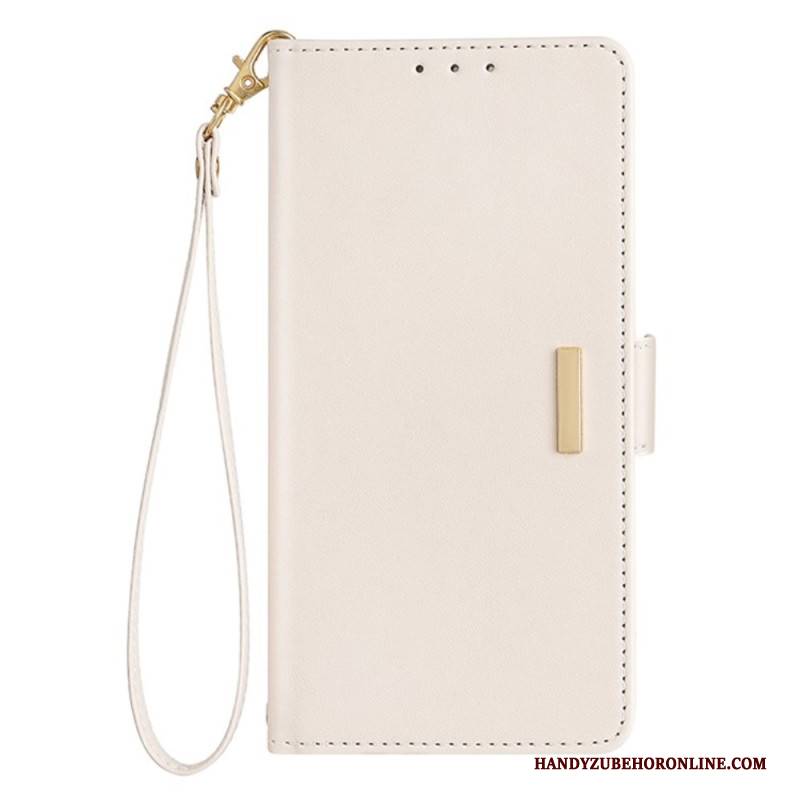 Lederhüllen Vivo V50 5g Handyhülle Goldener Verschluss Und Schulterriemen