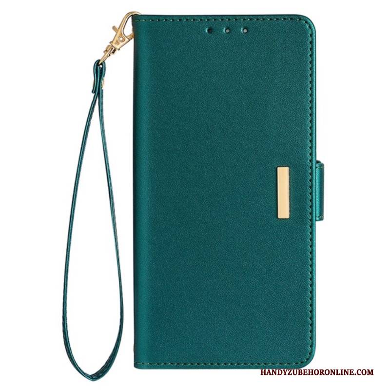 Lederhüllen Vivo V50 5g Handyhülle Goldener Verschluss Und Schulterriemen