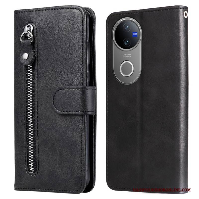 Lederhüllen Vivo V50 5g Handyhülle Reißverschlusstasche