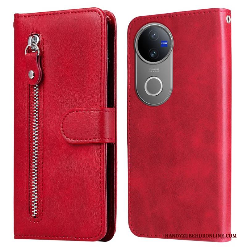 Lederhüllen Vivo V50 5g Handyhülle Reißverschlusstasche