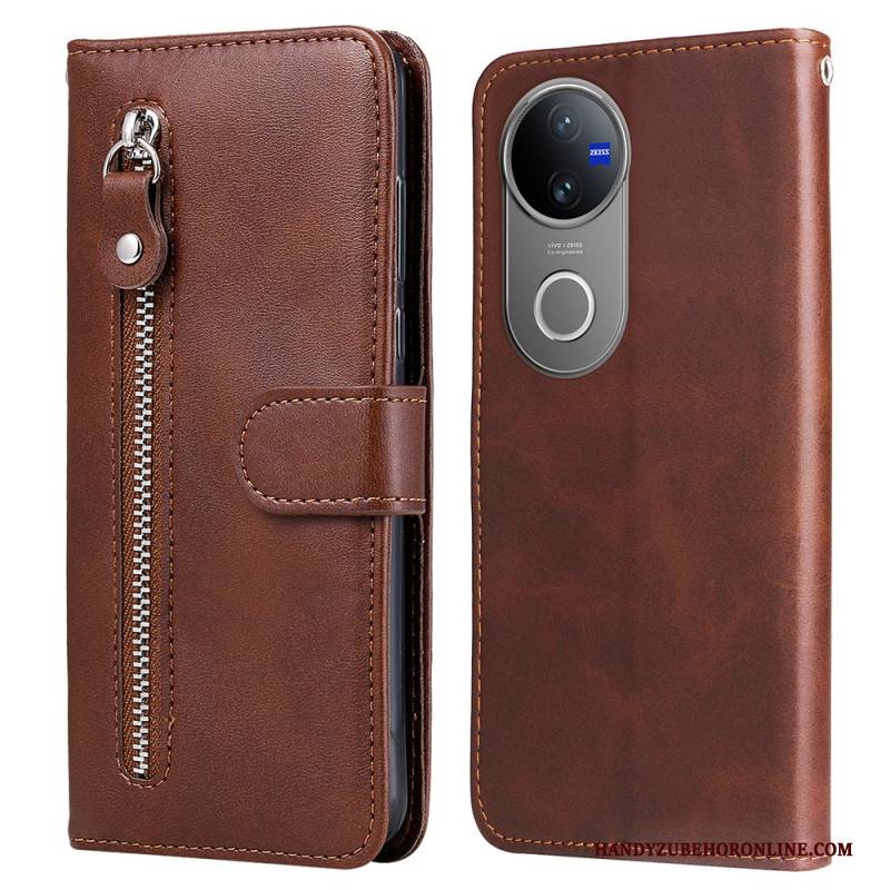 Lederhüllen Vivo V50 5g Handyhülle Reißverschlusstasche