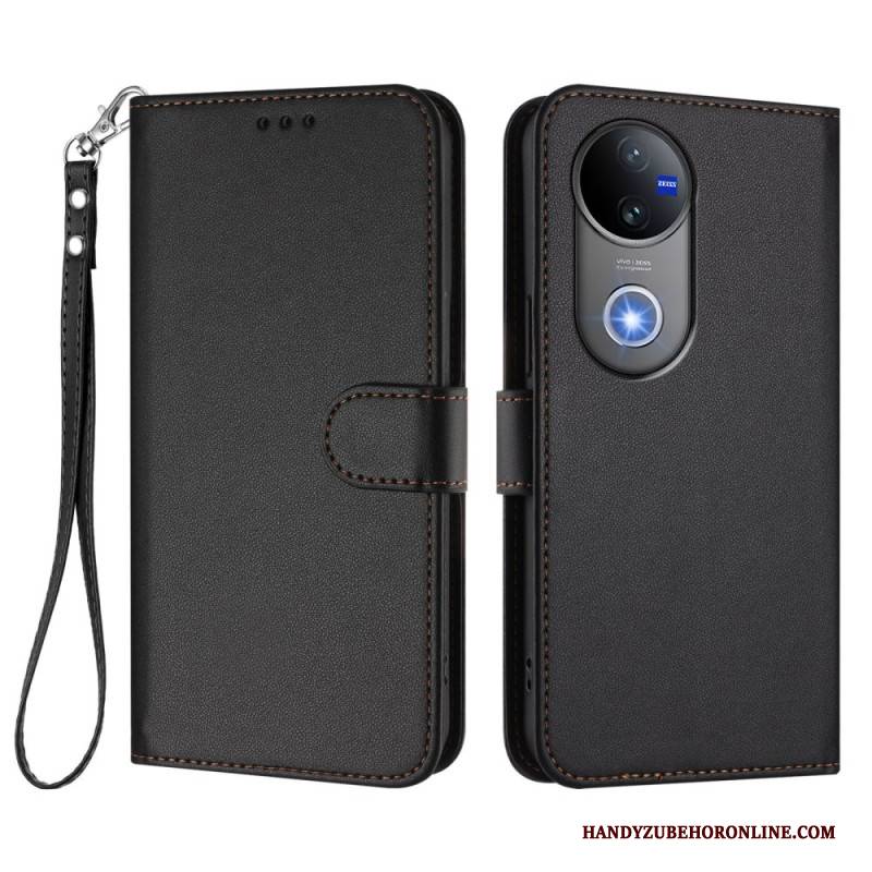 Lederhüllen Vivo V50e 5g Glattes Kunstleder Mit Umhängeband