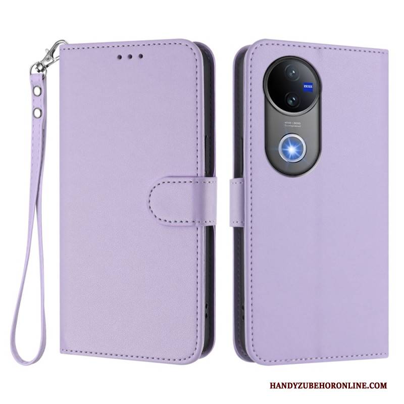 Lederhüllen Vivo V50e 5g Glattes Kunstleder Mit Umhängeband