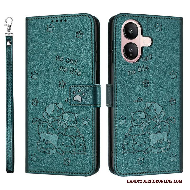 Lederhüllen Vivo V60 Lite Handyhülle Trageband Mit Katzenmuster