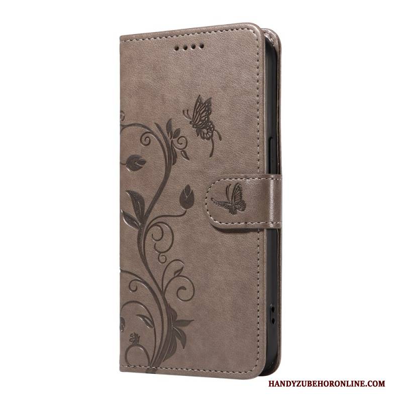 Lederhüllen Xiaomi 15 Pro Blumen- Und Schmetterlingsmuster