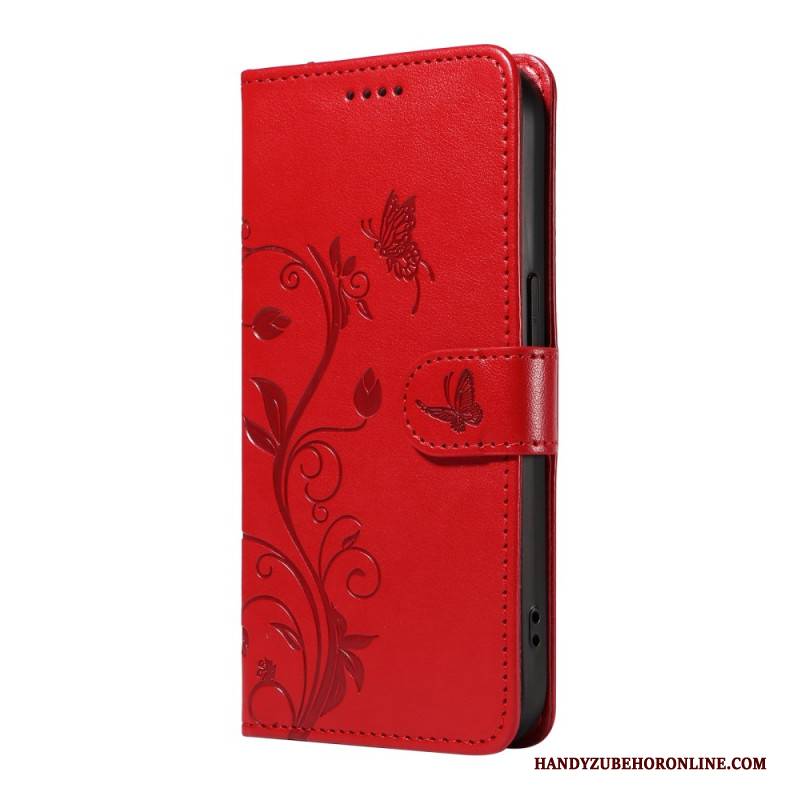 Lederhüllen Xiaomi 15 Pro Blumen- Und Schmetterlingsmuster