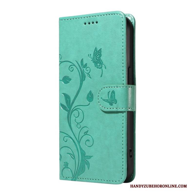 Lederhüllen Xiaomi 15 Pro Blumen- Und Schmetterlingsmuster