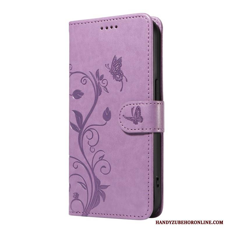 Lederhüllen Xiaomi 15 Pro Blumen- Und Schmetterlingsmuster