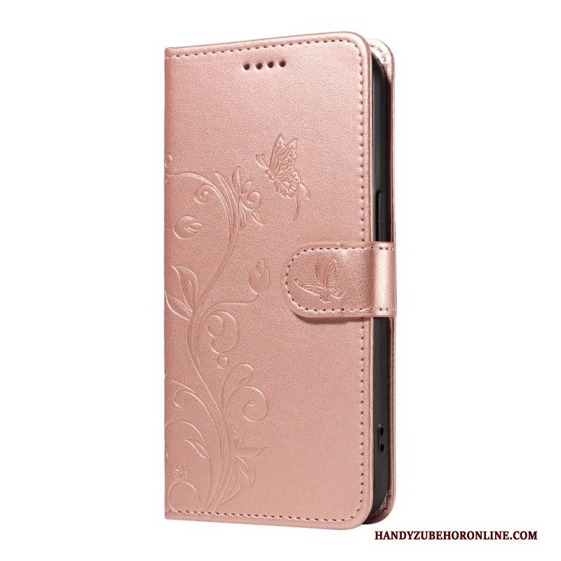 Lederhüllen Xiaomi 15 Pro Blumen- Und Schmetterlingsmuster