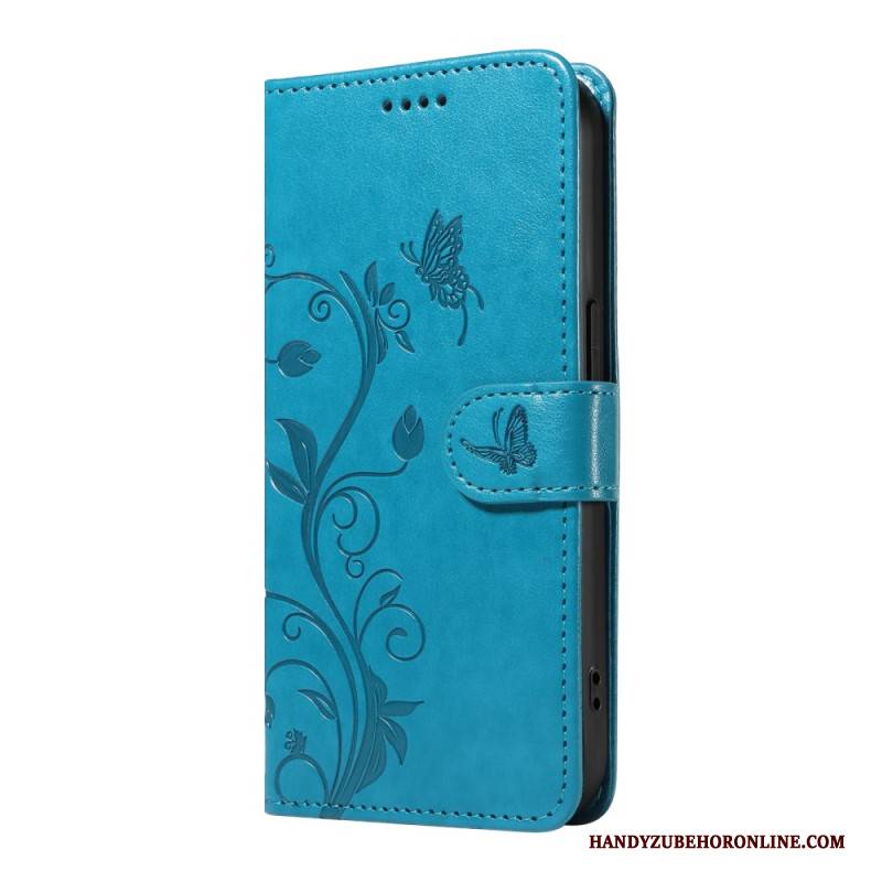Lederhüllen Xiaomi 15 Pro Blumen- Und Schmetterlingsmuster