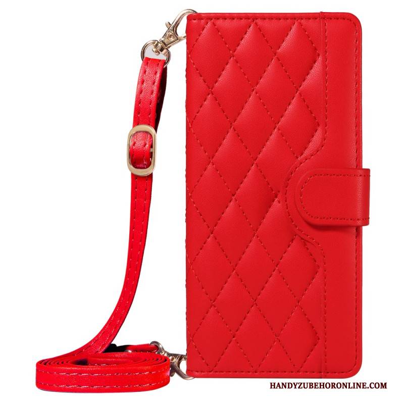 Lederhüllen Xiaomi 15 Pro Gesteppt Mit Tragegurt Und Schulterriemen