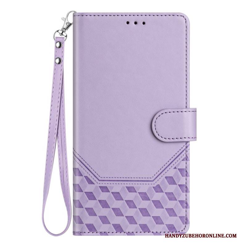 Lederhüllen Xiaomi 15t Pro Bordürenmuster Mit Rauten Und Lanyard