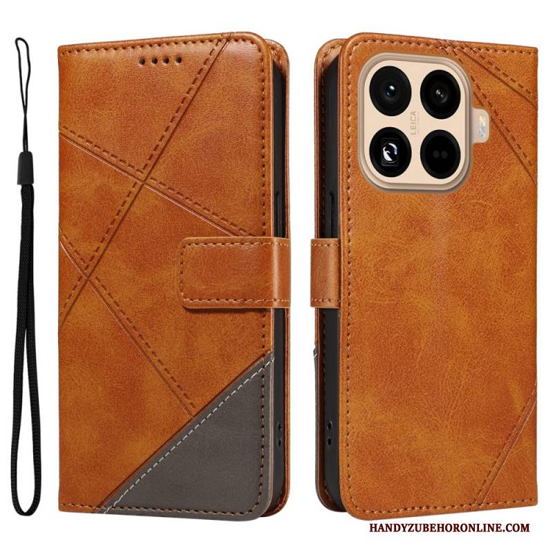 Lederhüllen Xiaomi 15t Pro Zweifarbiges Geometrisches Muster