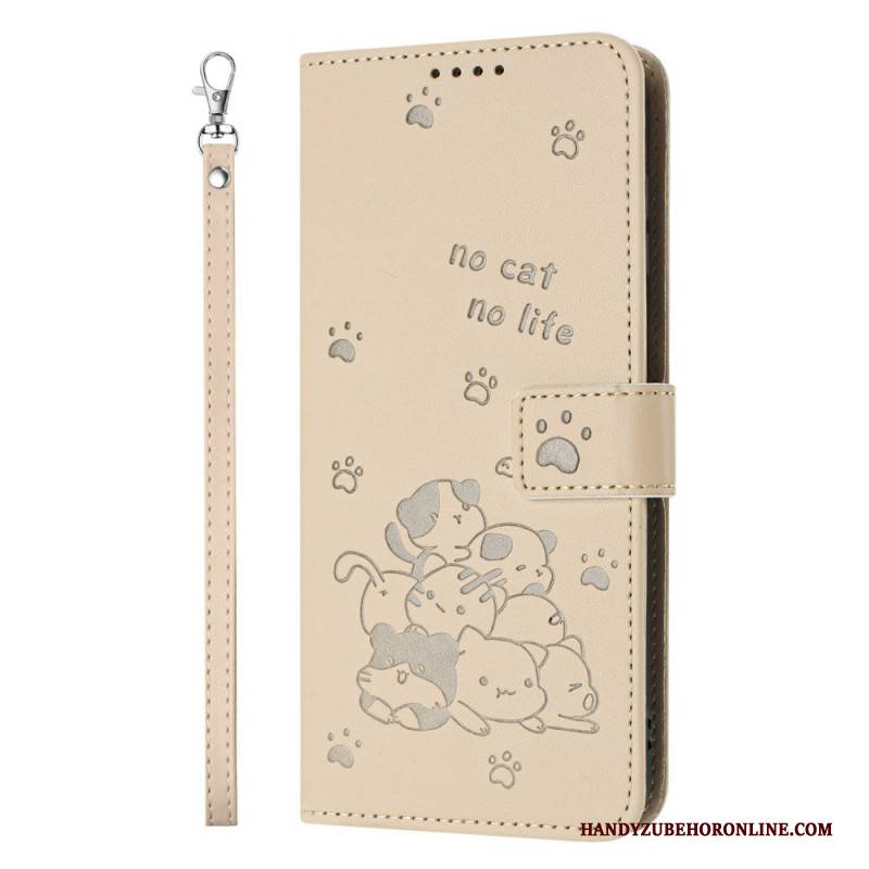 Lederhüllen Xiaomi 17 Handyhülle Katzenmuster Mit Lanyard