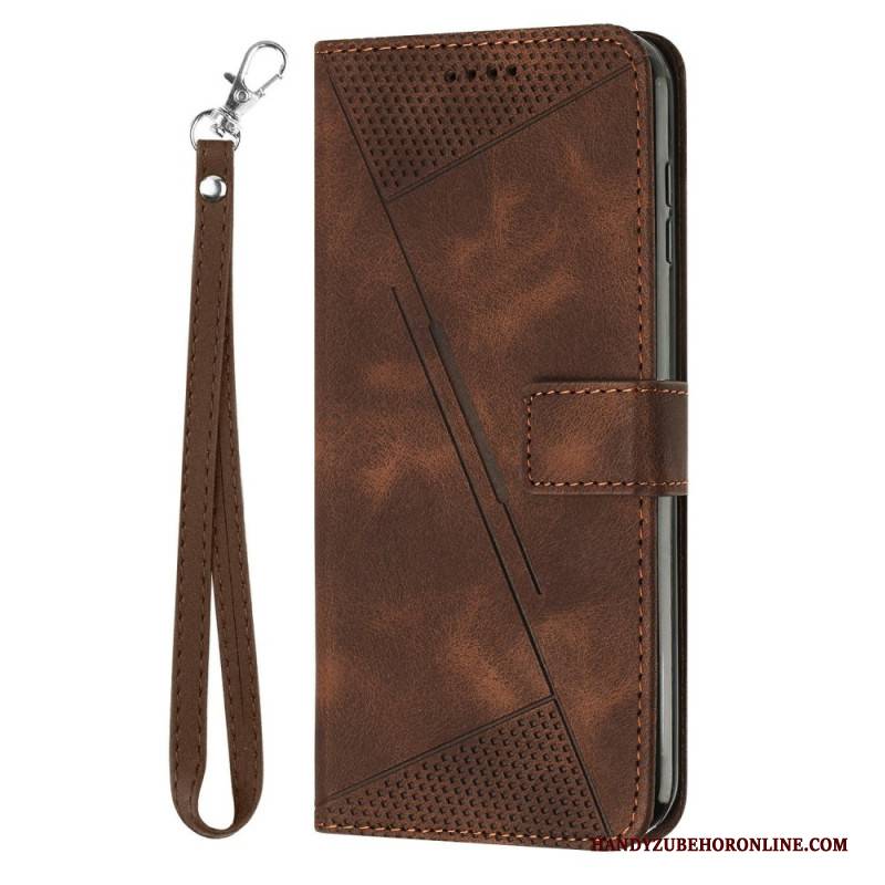 Lederhüllen Xiaomi 17 Pro Handyhülle Dreieckiges Muster Und Riemen