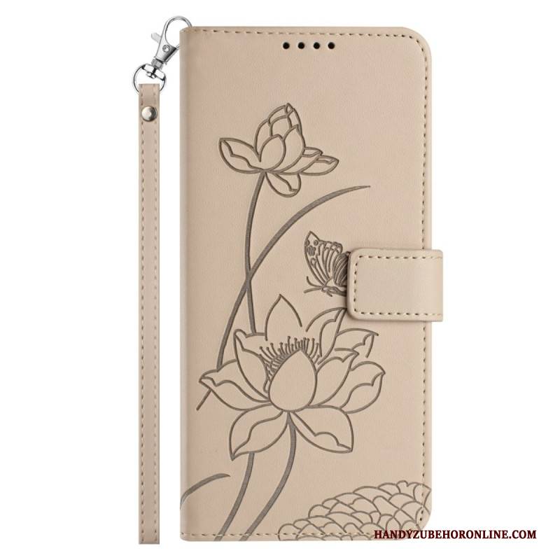 Lederhüllen Xiaomi 17 Pro Handyhülle Lotusmuster Mit Lanyard