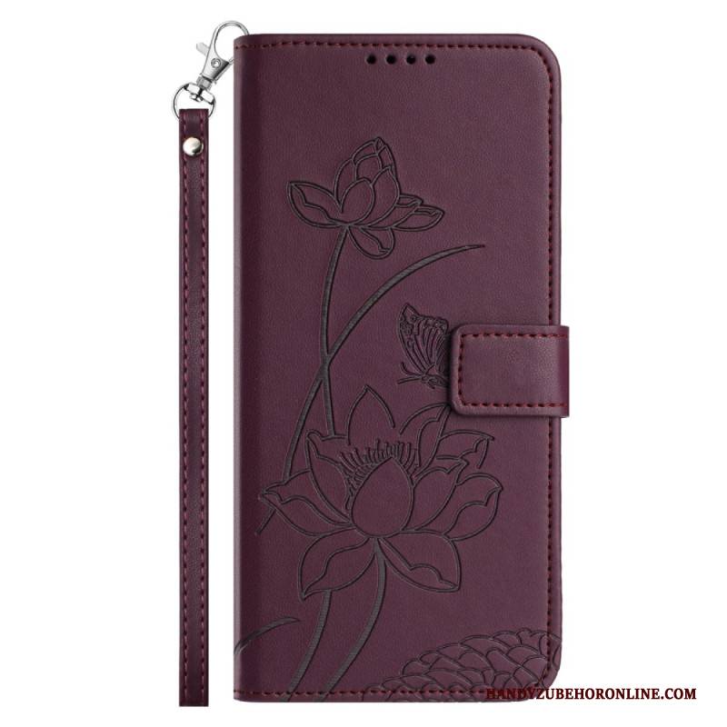 Lederhüllen Xiaomi 17 Pro Handyhülle Lotusmuster Mit Lanyard