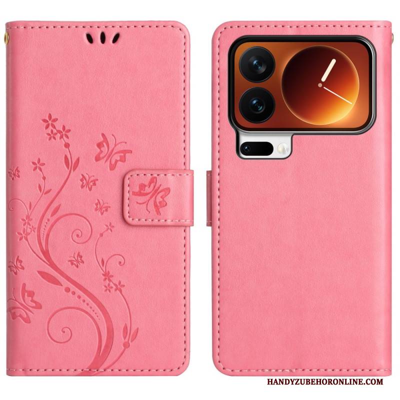 Lederhüllen Xiaomi 17 Pro Handyhülle Schmetterlinge Und Blumen