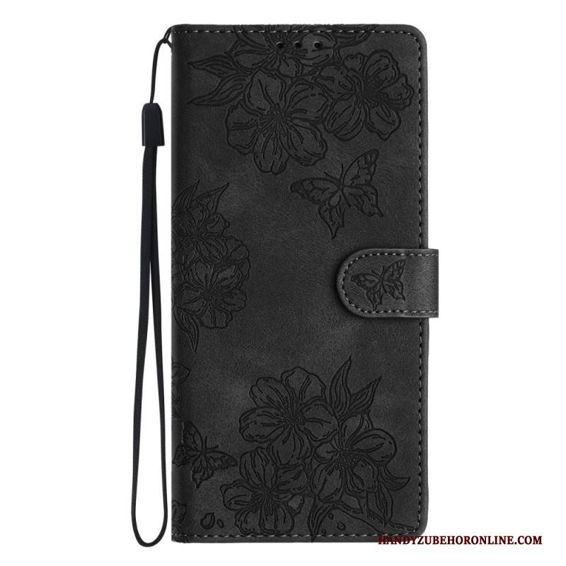 Lederhüllen Xiaomi 17 Pro Handyhülle Schmetterlinge Und Blumen In Wildlederoptik