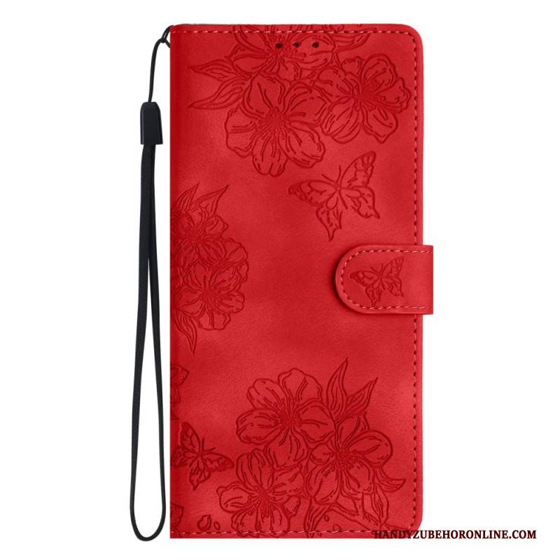 Lederhüllen Xiaomi 17 Pro Handyhülle Schmetterlinge Und Blumen In Wildlederoptik