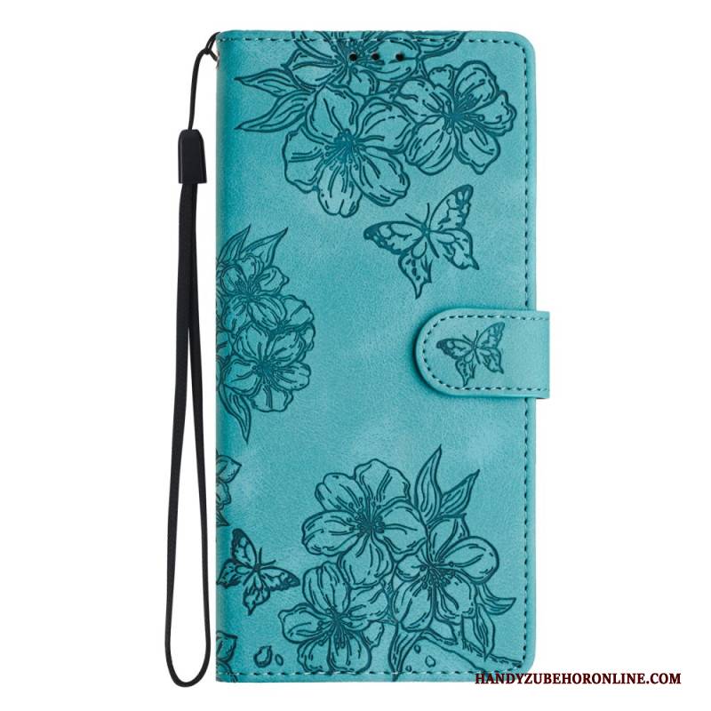 Lederhüllen Xiaomi 17 Pro Handyhülle Schmetterlinge Und Blumen In Wildlederoptik