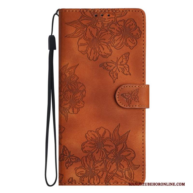 Lederhüllen Xiaomi 17 Pro Handyhülle Schmetterlinge Und Blumen In Wildlederoptik