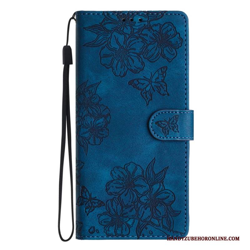 Lederhüllen Xiaomi 17 Pro Handyhülle Schmetterlinge Und Blumen In Wildlederoptik