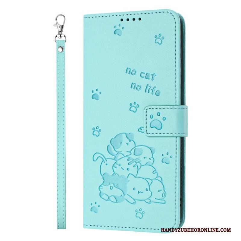 Lederhüllen Xiaomi 17 Pro Katzenmuster Mit Lanyard