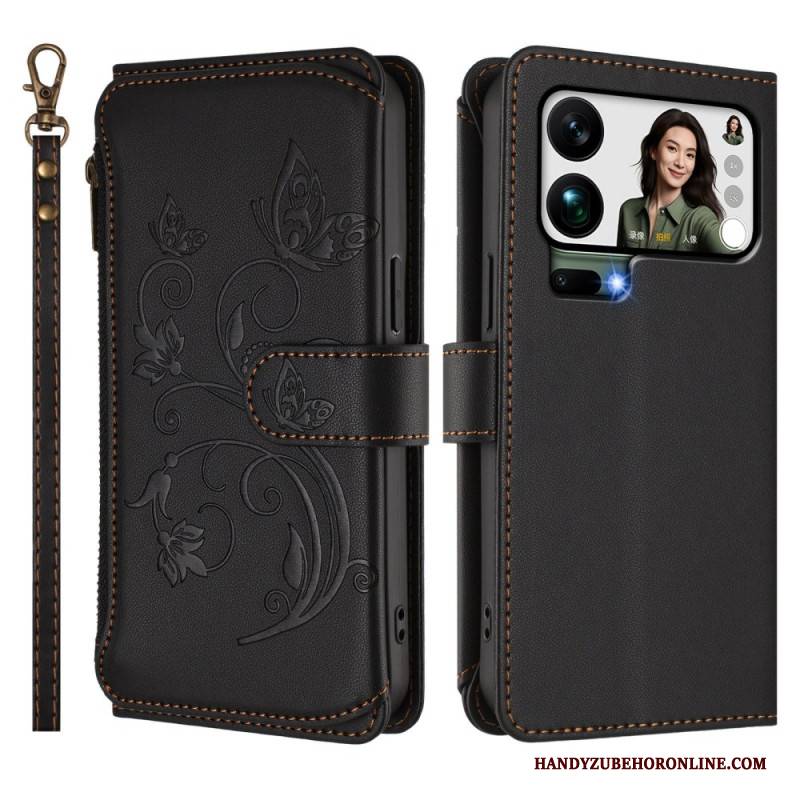 Lederhüllen Xiaomi 17 Pro Max Handyhülle Geldbörse Mit Blumenmuster