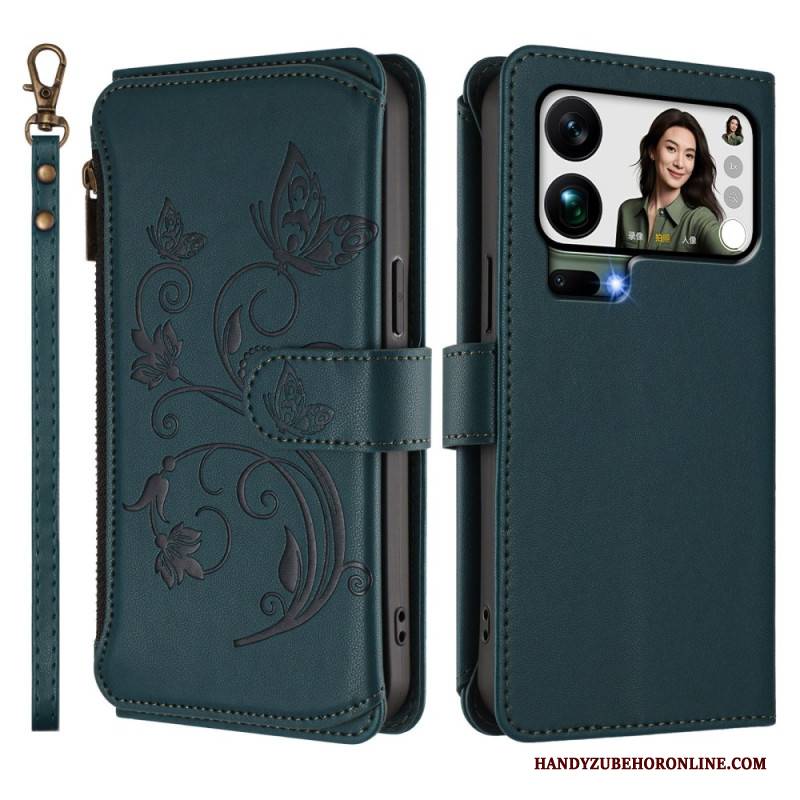 Lederhüllen Xiaomi 17 Pro Max Handyhülle Geldbörse Mit Blumenmuster