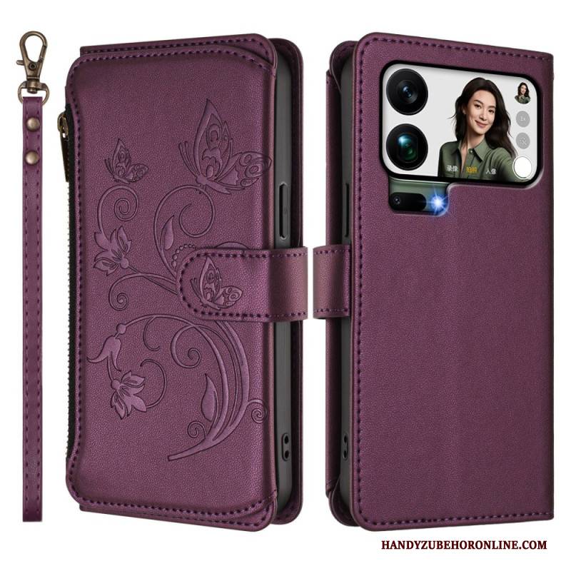 Lederhüllen Xiaomi 17 Pro Max Handyhülle Geldbörse Mit Blumenmuster