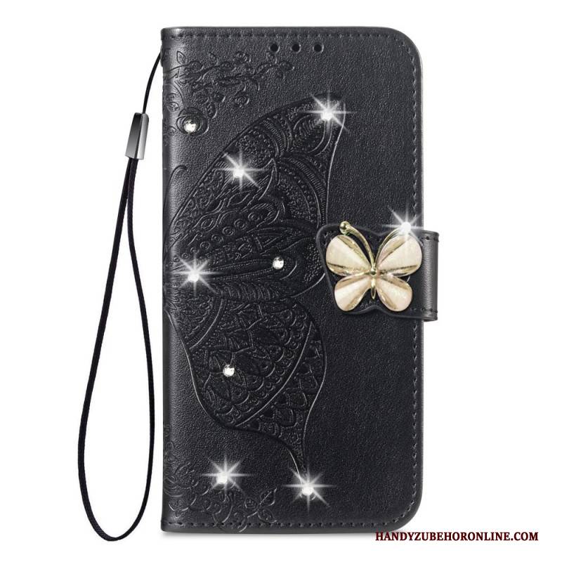 Lederhüllen Xiaomi 17 Pro Max Schmetterling Und Strasssteine